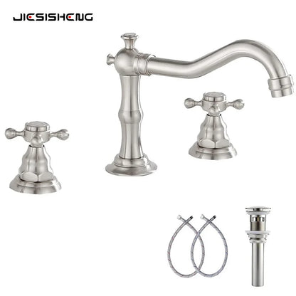 Widespread Bathroom Sink Faucet Hole Deck Mounted Dual