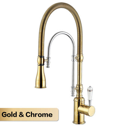 Aitana Luxury Golden Brass Faucet Retro Design Handle