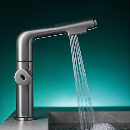 Light Luxury Gun Gray Brass Faucet Digital Display
