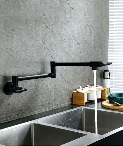 Black Wall Mounted Pot Filler Faucet Swivel Folding