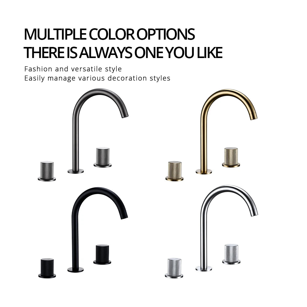 Basin Faucet Cold Tap Bathroom Knurled Double Handle
