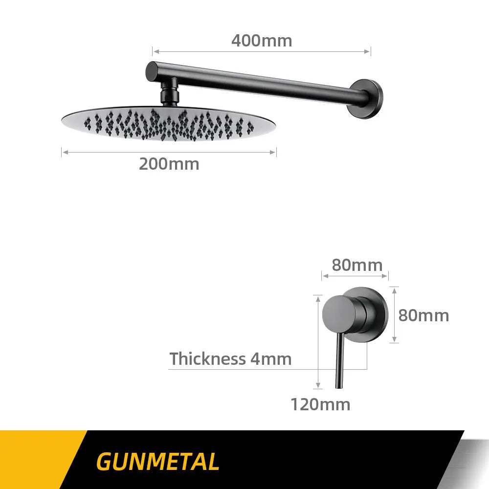 Bathroom Faucet Gunmetal Shower Faucet Wall Mounted 8/10/12