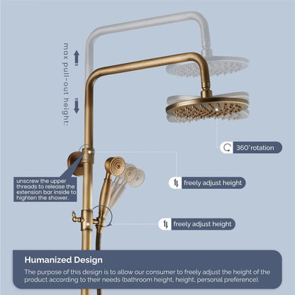 Kemaidi Antique Shower Bathroom Bath Shower Faucet W/Shelf