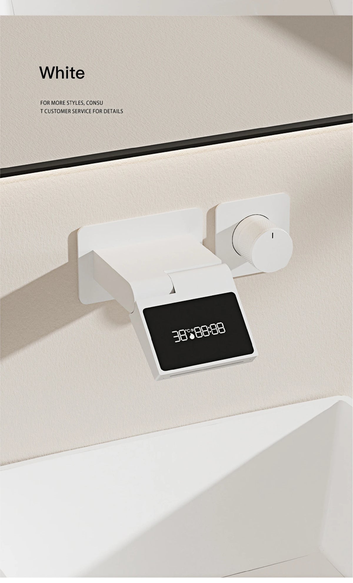 Intelligent Black Brass Bathroom Faucet Led Digital Display