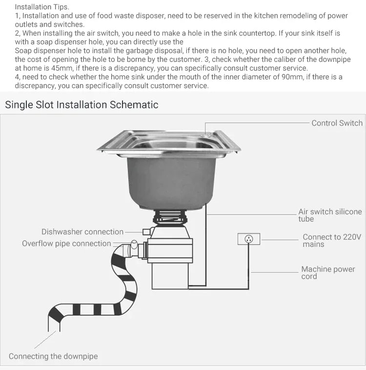Divedeer Food Waste Disposer 220v/560w Food Residue Pulverizer