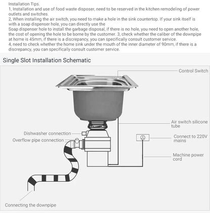 Divedeer Food Waste Disposer 220v/560w Food Residue Pulverizer