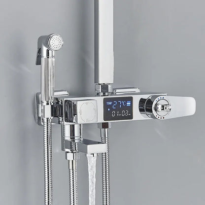 Black Thermostatic Shower Faucets Digital Display Screen Cold