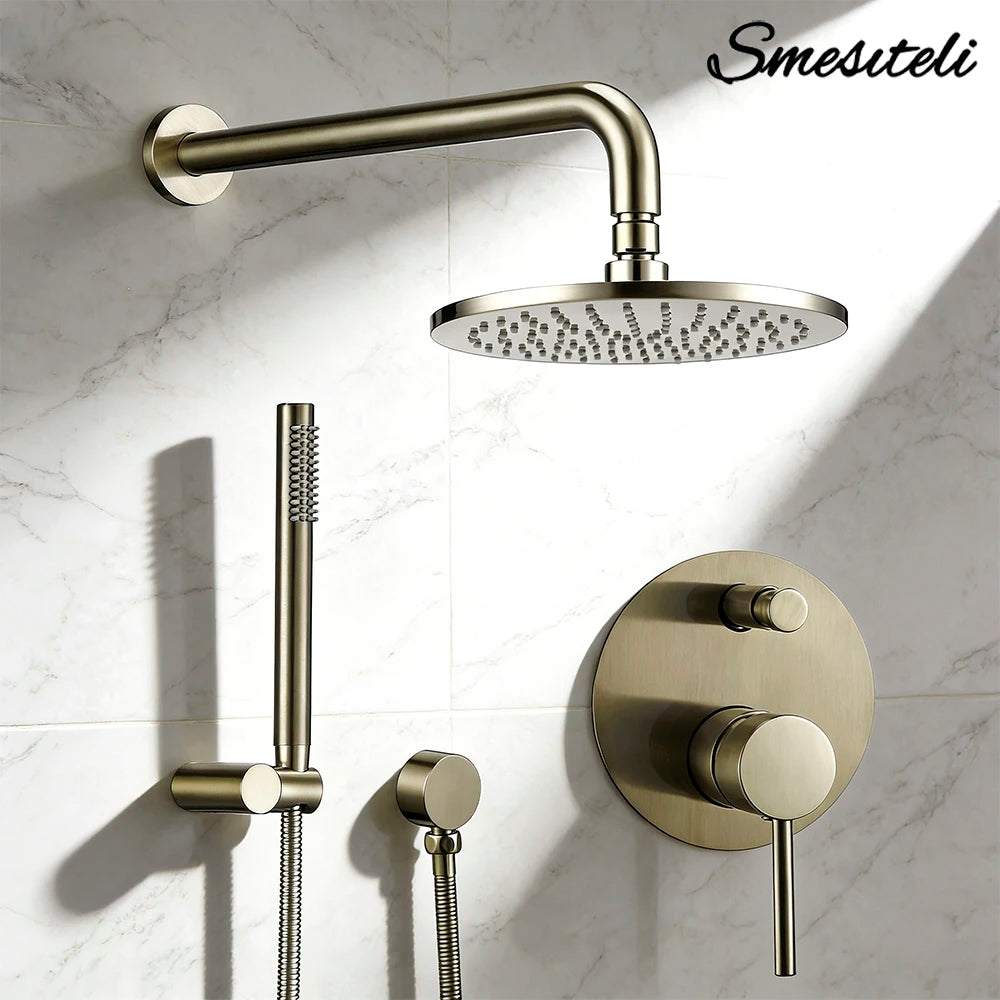 Shower System Wall Mount Bathroom Bath Faucet Brass