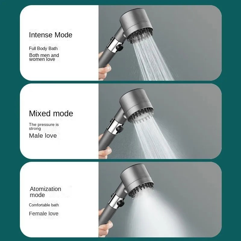 High-Pressure Shower Head 3-Mode Adjustable Spray Massage Brush