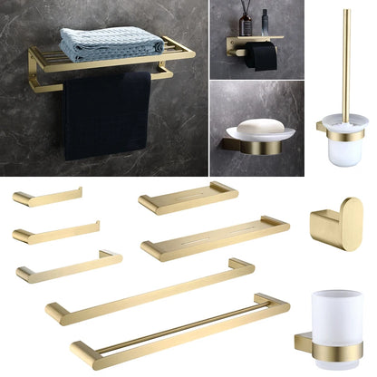 Brushed Gold Towel Ring Holder Bar Rack Brush/Paper