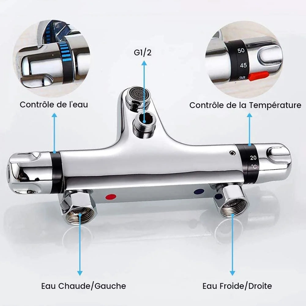 Brass Intelligent Thermostatic Shower Faucet Concealed Cold Water