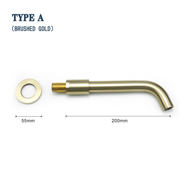 Brass Brushed Gold Mixer Faucet Wall-Mounted Round Square