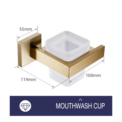 Brushed Gold Bathroom Toilet Brush Holder Toilet Paper