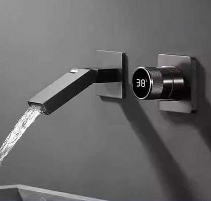Gunmetal Gray Wall Mount Faucet Cold Washbasin Basin