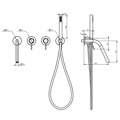 Shower Faucet Concealed Box Hand Shower Long Nose