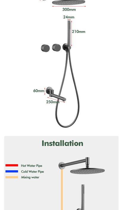 Gunmetal Shower Faucet Or Ways Concealed Box Bathroom