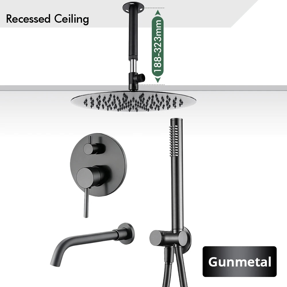Bathroom Faucet Shower Mixer Tap Spout Black Solid