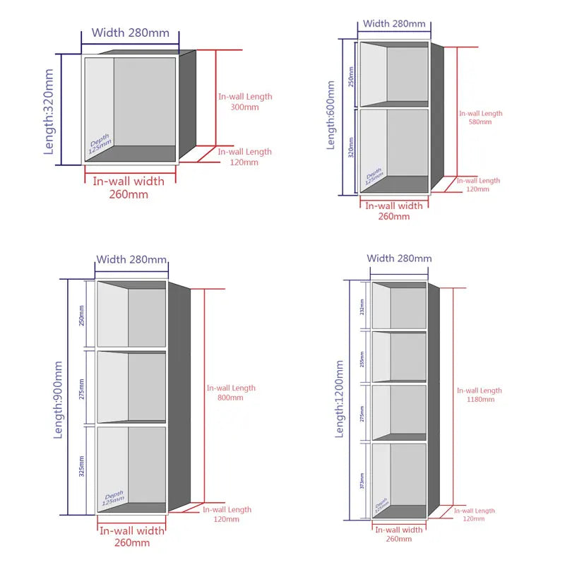Stainless Steel Recessed Wall Niche Black Gold Bathroom