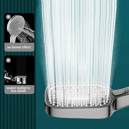 Square 3-Mode Pressurized Shower Head Large Panel Bathroom