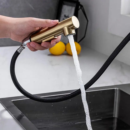 Brushed Gold Touch On Sink Faucets Pull Out