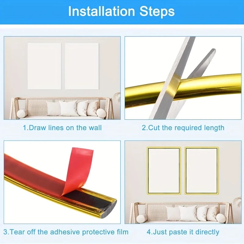 1pc 3meters Self Adhesive Peel Stick Metallic Mirror