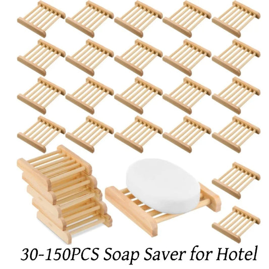 30-150pcs Soap Saver Wood Soap Dish Bulk Hotel