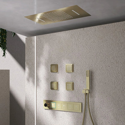 Gun Gray Brass Ceiling Constant Temperature Shower System