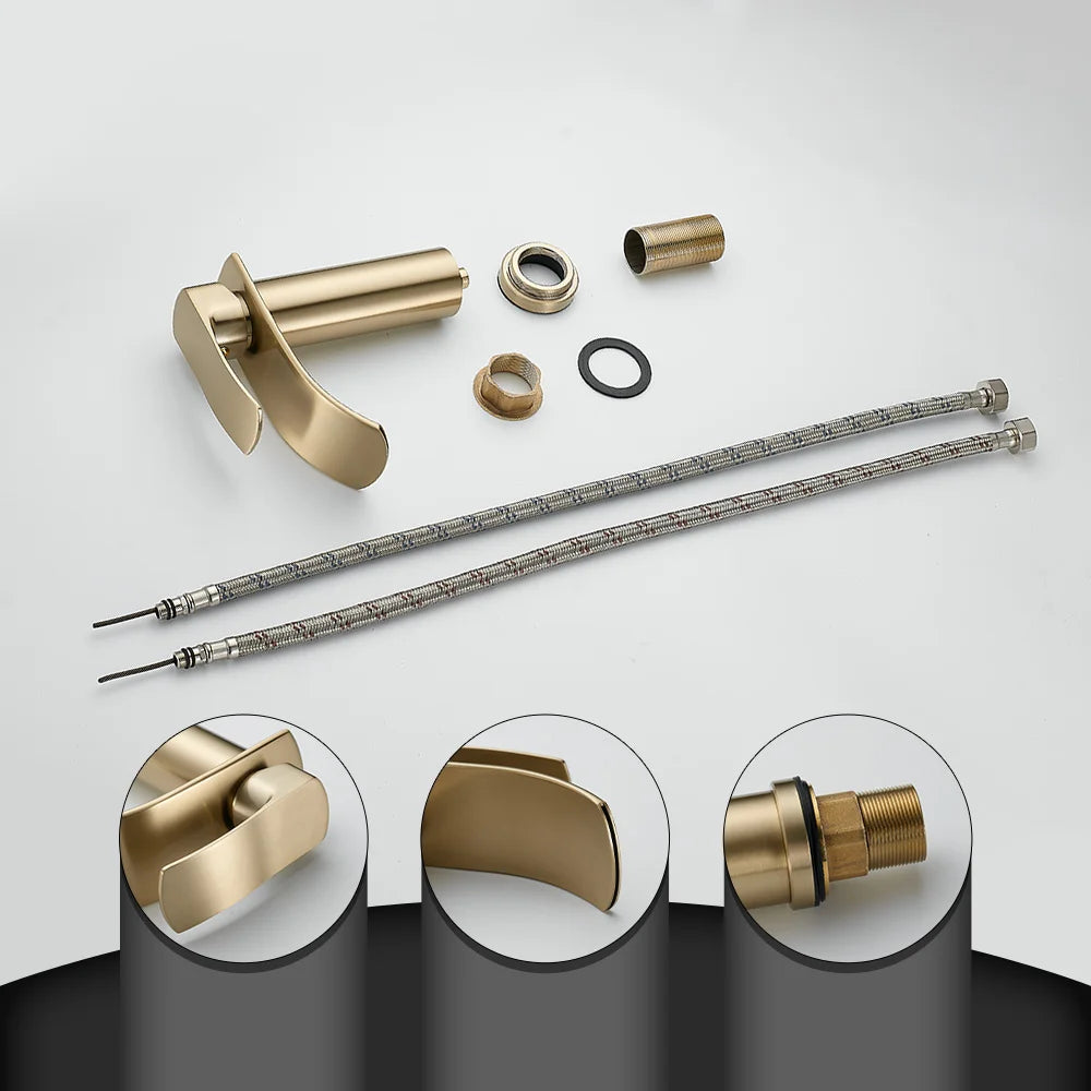 Tall Short Brass Waterfall Faucet Bathroom Sink Faucet