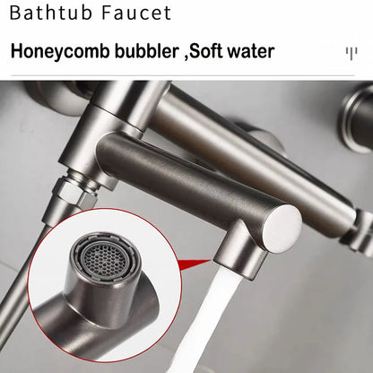 Bathtub Shower Faucet Brass Handle Waterfall Spout Wall