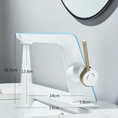 White Display Screen Bathroom Basin Sink Faucet 2-Ways