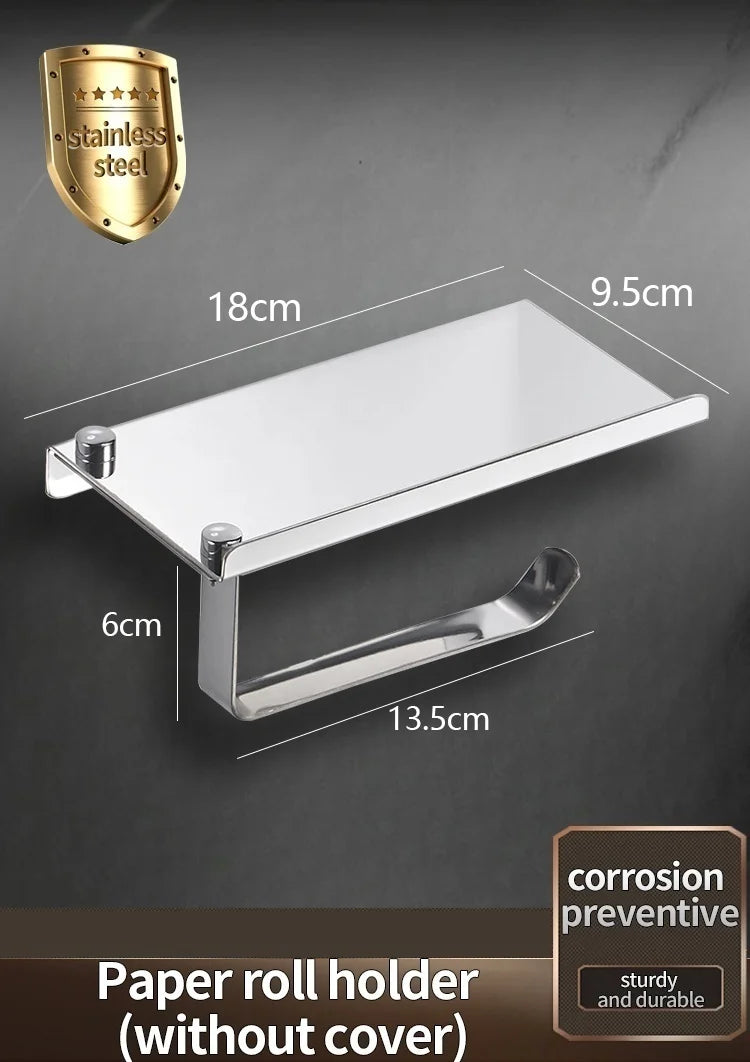 Stainless Steel Paper Towel Holder Without Punching Wall-Mounted