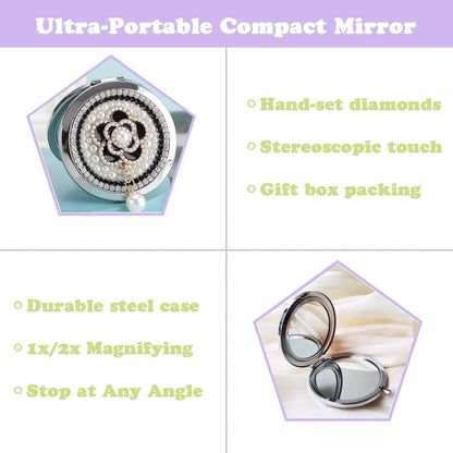 Compact Mirror 1x/2x Magnification Pocket Mirror Women 3inch