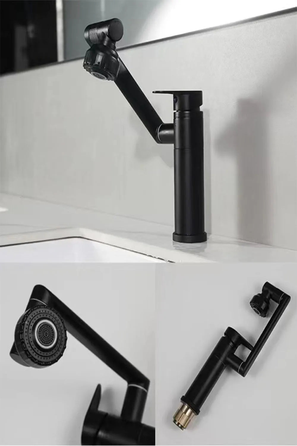 Basin Faucet Modern Bathroom Mixer Tap Black/Chrome Wash