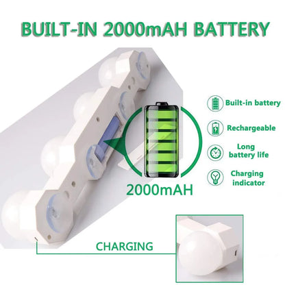 Led Makeup Mirror Light Suction Cup Cordless Bathroom