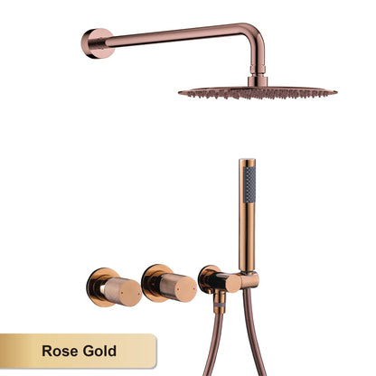 Luxury Bathroom Brass Gun Grey Wall-Mounted Shower System