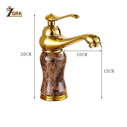 Luxury Golden Faucet Coffee Color Marble Bathroom Sink