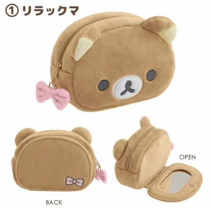 Rilakkuma Korilakkuma Bow Plush Makeup Bag Mirror Storage