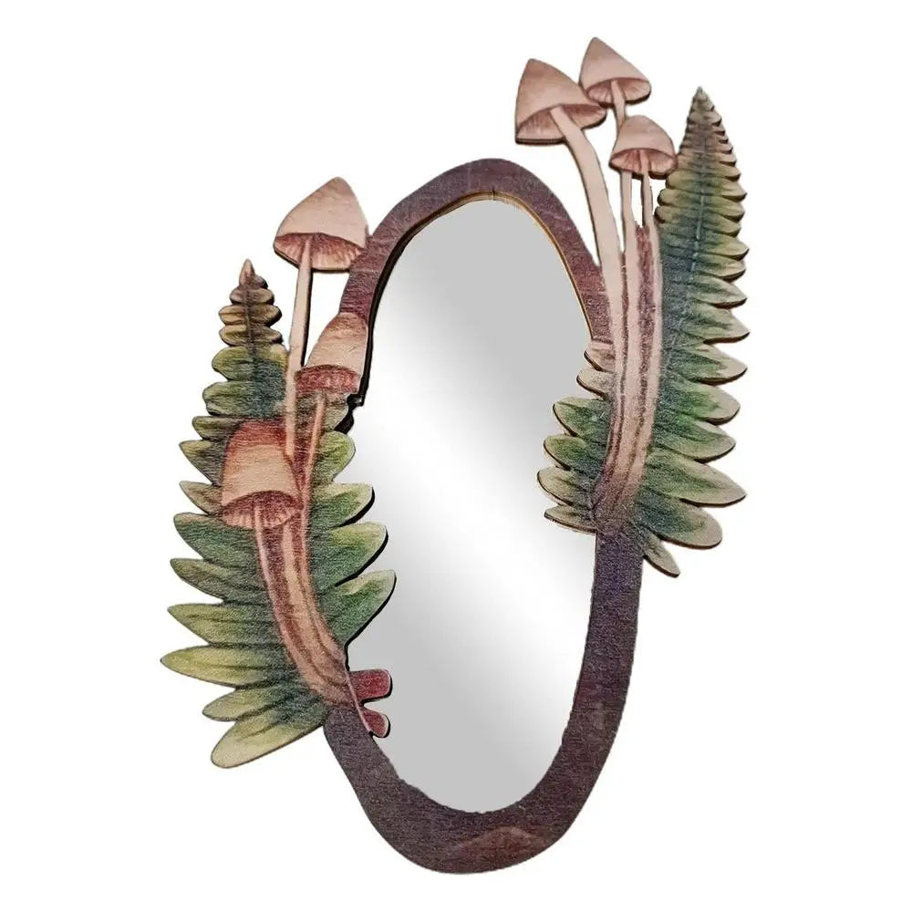Decorative Wall Mirror Wooden Mushroom Forest Mirror Retro