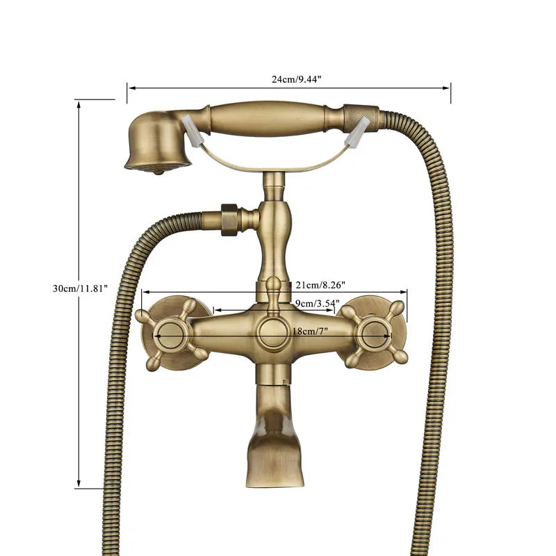 Antique Brass Bathtub Shower Faucet Bronzed Bath Shower