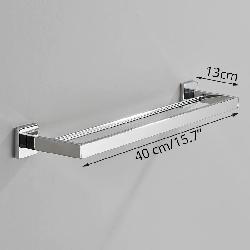 Bathroom Hardware Chrome Robe Hook Towel Rail Bar