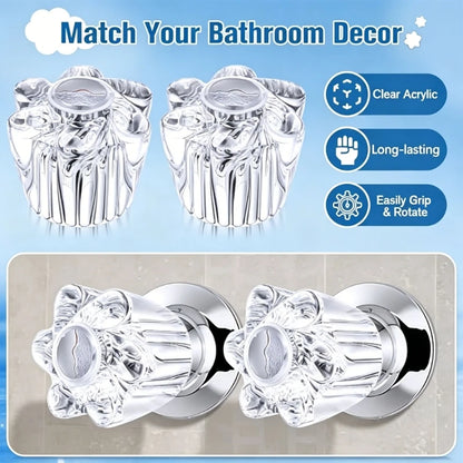 Shower Faucet Handle Replacement Knobs Pair Clear Acrylic