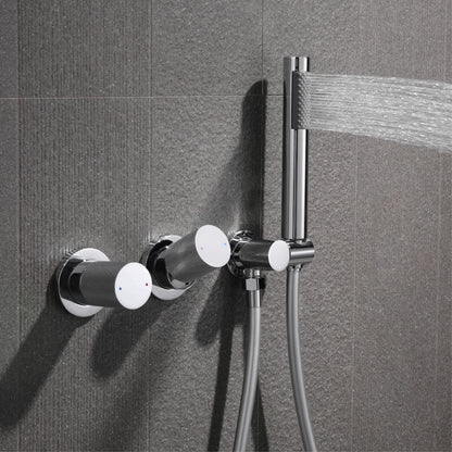 Modern Brass 2-Function Shower System Wall-Embedded Chrome Finish