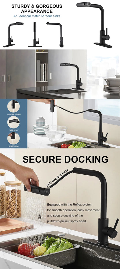 Touch Waterfall Faucet Brushed Gold Cold Pull Out