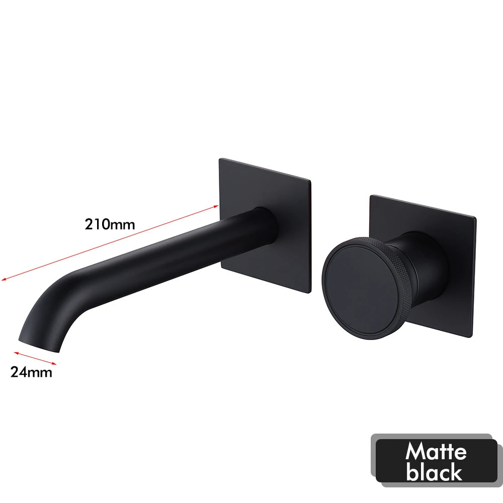 Brushed Gold Basin Faucet Recessed Control Switch Tap