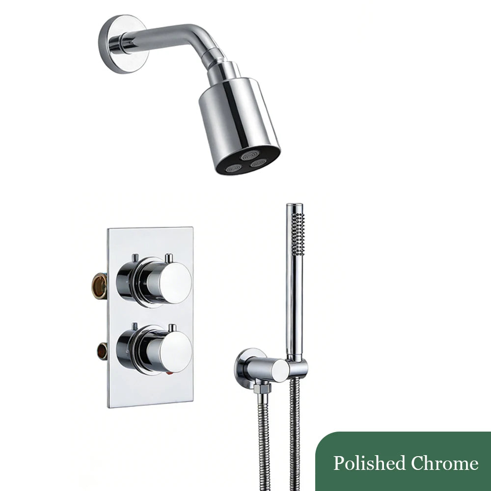 Bathroom Faucet Dial Way Brushed Gold Thermostat Shower
