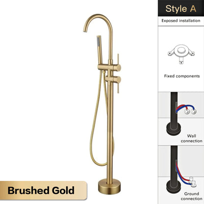 Aitana Luxury Black Brass Bathroom Faucet Floor Standing