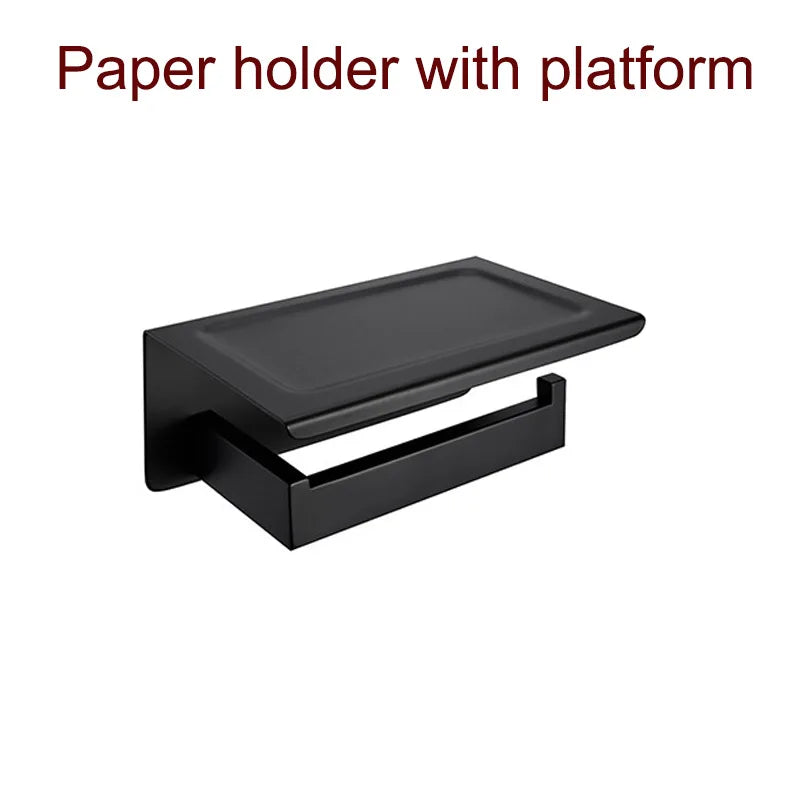 Black Bathroom Stainless Steel Wall Rack Towel Rack