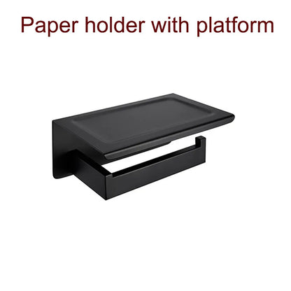 Black Bathroom Stainless Steel Wall Rack Towel Rack