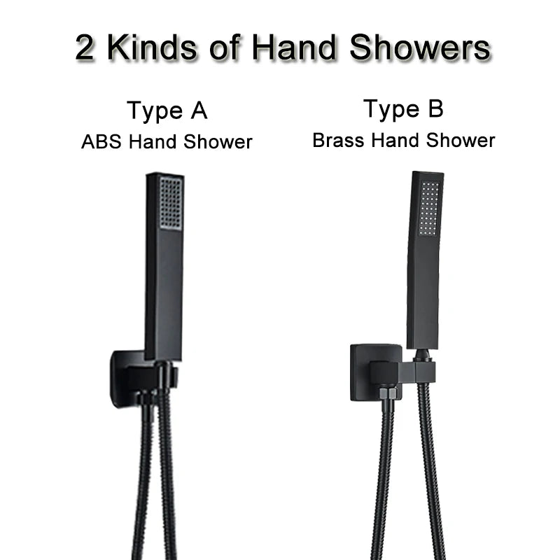 Shinesia Big Black Thermostatic Bathroom Shower Faucet Rainfall