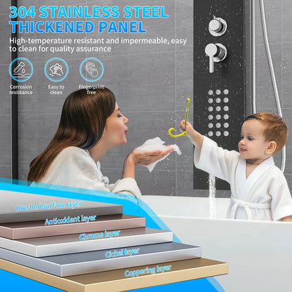 Function Shower Column Panel Stainless Steel Rain Massage